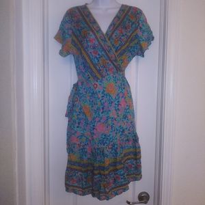 Cupshe Floral Turquoise Wrap Large